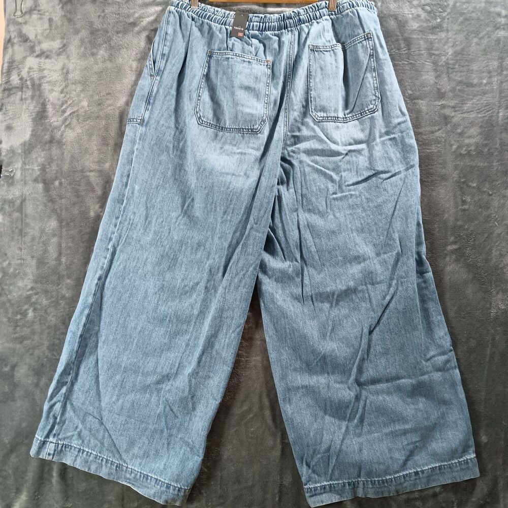 torrid Light Wash Blue Wide Leg Jeans - Drawstring Waist - Picture 2 of 10